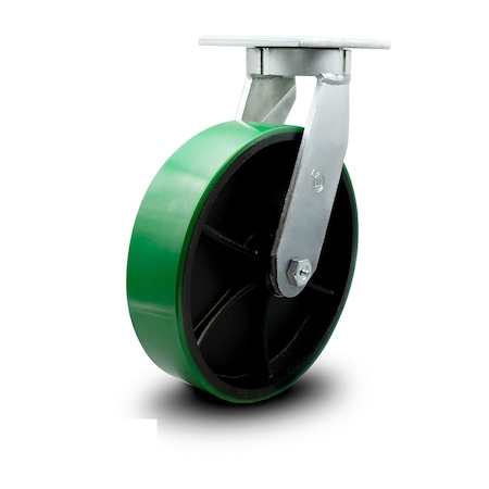 Service Caster 10 Inch Extra Heavy Duty Green Poly on Cast Iron Wheel Swivel Top Plate Caster SCC-KP92S1030-PUR-GB